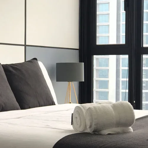 Hotel room with fresh linens