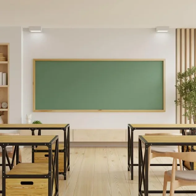 Empty preschool classroom after cleaning